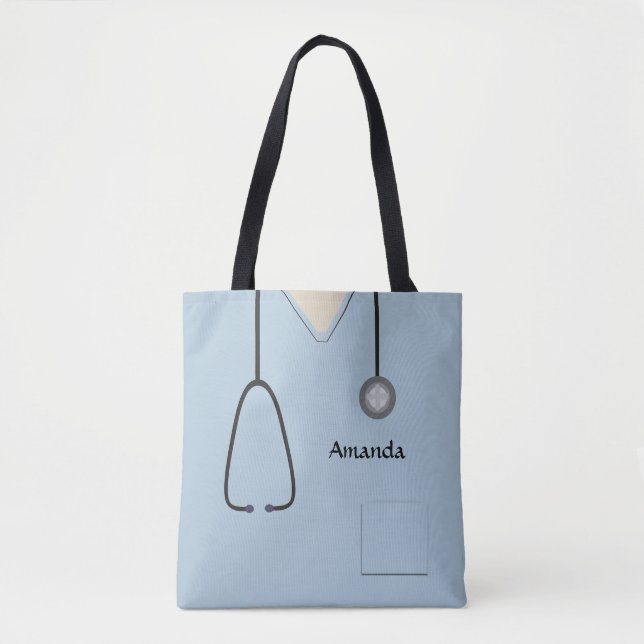 Krankenschwester Medical Scrubs Light Blue AOPMT Tasche (Vorderseite)
