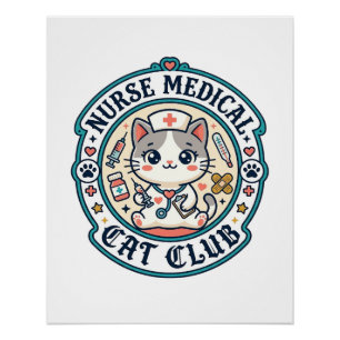 Krankenschwester Medizinische Katze Lustiges Katze Poster