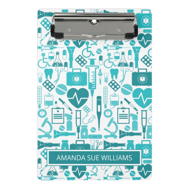 Krankenschwester/Medizinstudentin - Name/Monogramm Mini Klemmbrett (Vorderseite)