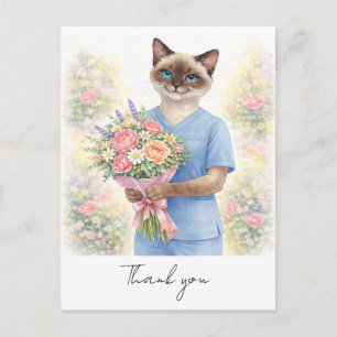 Krankenschwester mit Blumen von der Krankenschwest Postkarte