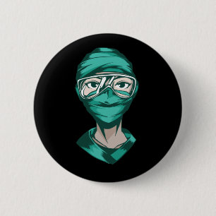 Krankenschwester mit Gesichtsmaske Button