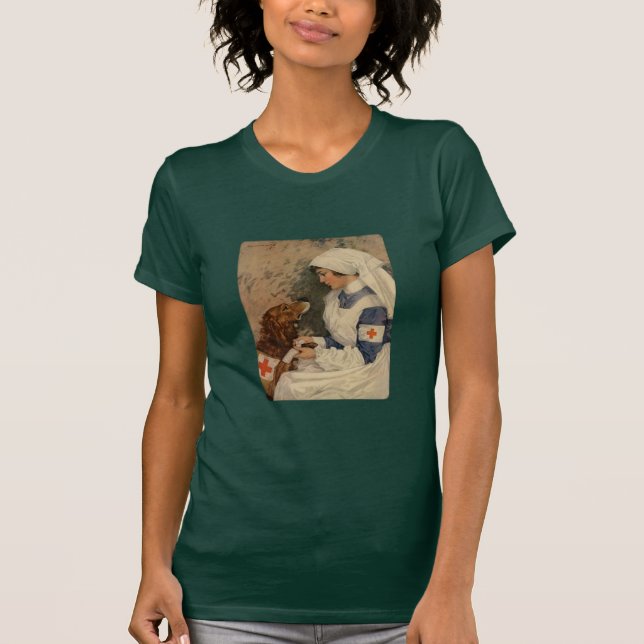 Krankenschwester mit goldenem Retriever Vintages T-Shirt (Vorderseite)