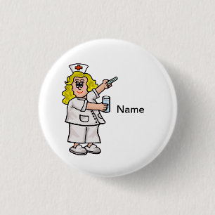 Krankenschwester mit große Pillen-kundengerechtem Button