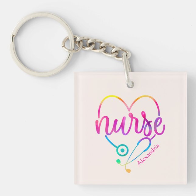 "Krankenschwester" mit Herz-Shaped Stethoscope Schlüsselanhänger (Vorderseite)