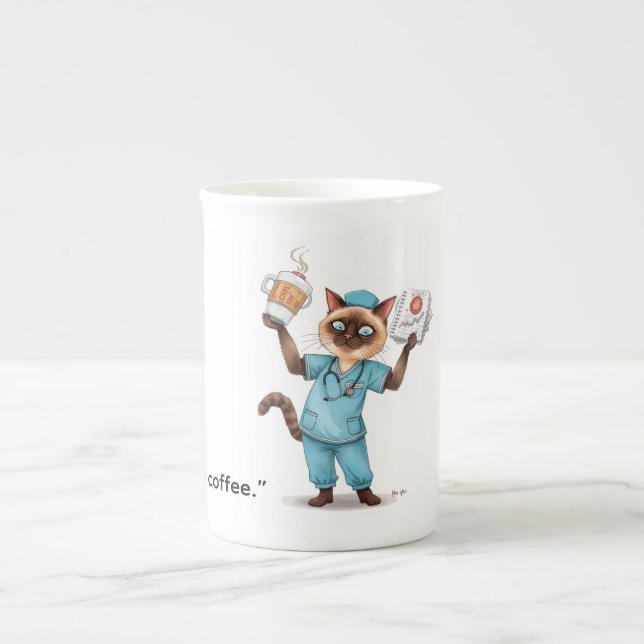 Krankenschwester mit Kaffeepause Prozellantasse (Vorderseite)