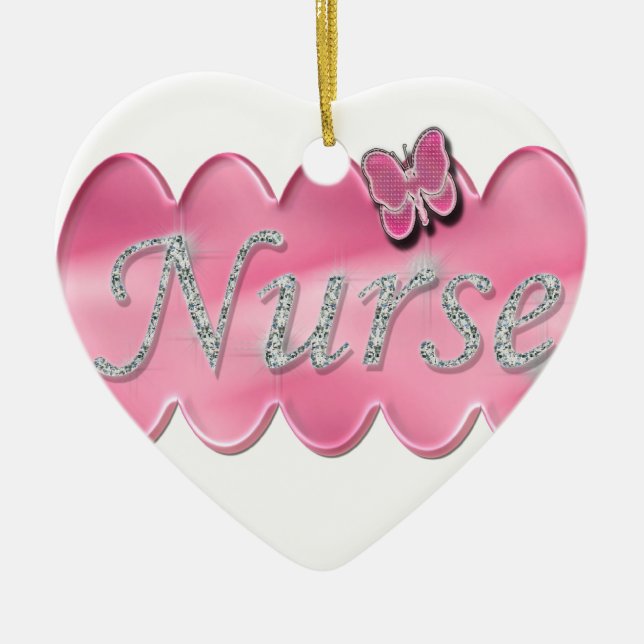 Krankenschwester mit Schmetterling Keramikornament (Vorne)