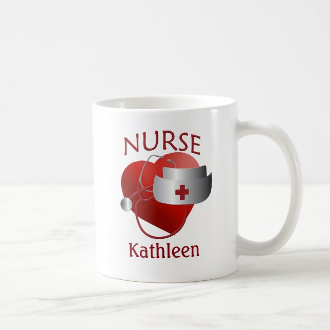 Krankenschwester Name Nurse Herz Custom Tasse (Rechts)