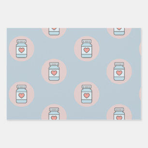 Krankenschwester-Pillenflaschen-Herz-Geschenkverpa Geschenkpapier Set