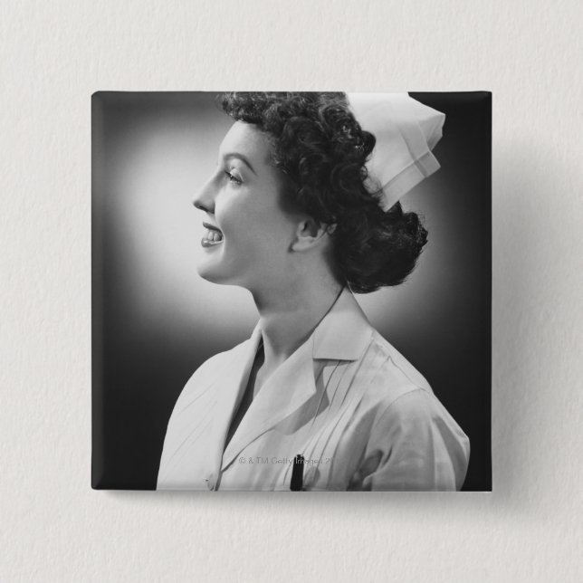 Krankenschwester posierend button (Vorderseite)