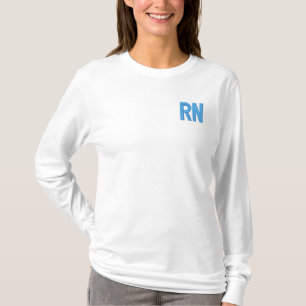 Krankenschwester RN Blaue Stickerei-Style Minimali Besticktes Langarmshirt