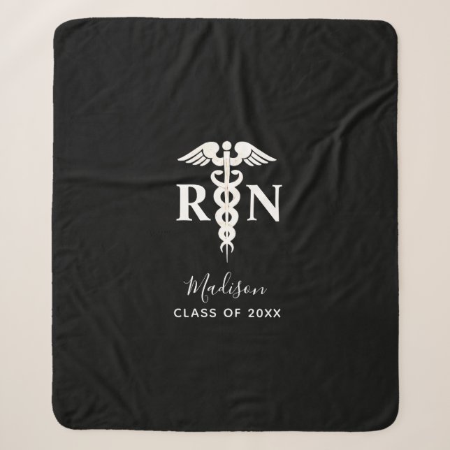 Krankenschwester RN Graduate Medical Schwarz-weiß  Sherpadecke (Vorderseite)