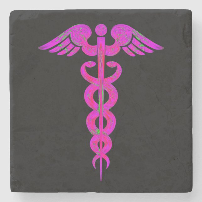 Krankenschwester RN schwarzer rosa medizinischer Steinuntersetzer (Vorderseite)