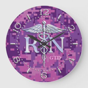 Krankenschwester RNcaduceus-Monogramm-Skala-Art Große Wanduhr