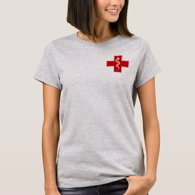 Krankenschwester Rod von Asclepius T-Shirt (Vorderseite)