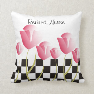 Krankenschwester-Ruhestands-Kissen-Rosa-Tulpen Kissen