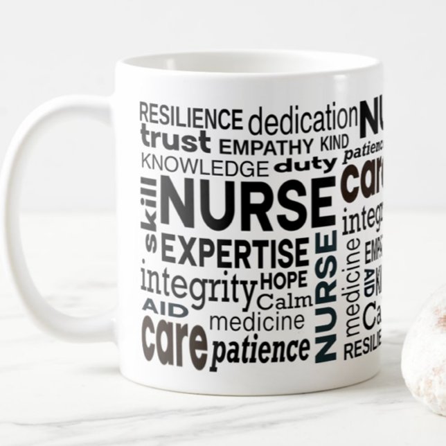 Krankenschwester schätzt schwarze Typografie Kaffeetasse (Von Creator hochgeladen)
