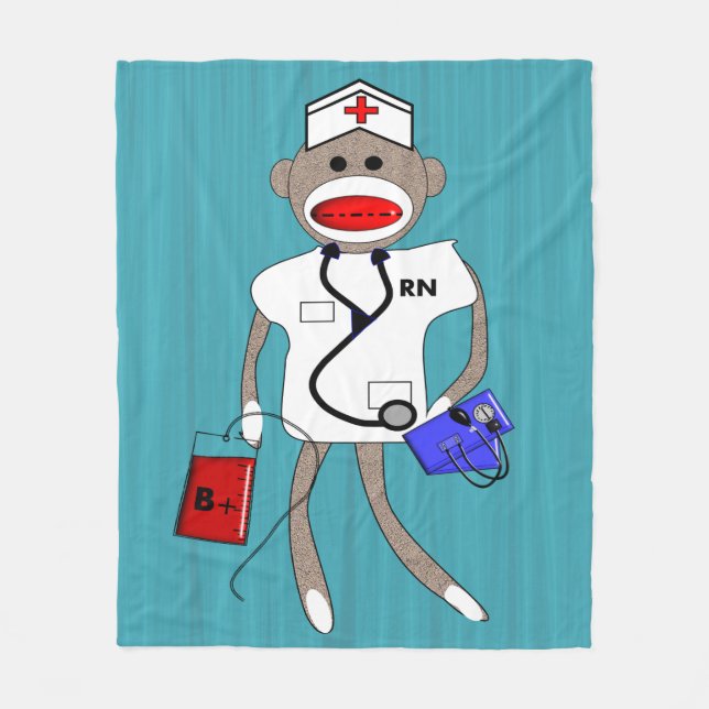 Krankenschwester-Socken-Affe-Fleece-Decke Fleecedecke (Vorderseite)