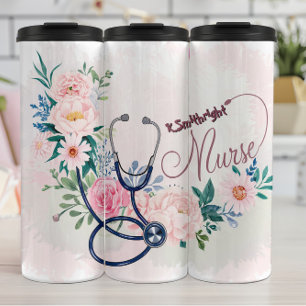 Krankenschwester Stethoskop Blumen-Appreciation-De Thermosbecher