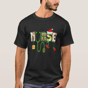 Krankenschwester Stethoskop Weihnachten Santa Deko T-Shirt