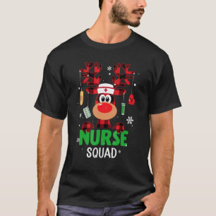 Krankenschwester-Truppe Büffel Kariert Rentier Wei T-Shirt