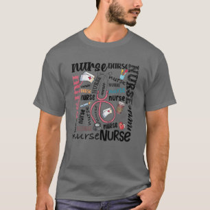 Krankenschwester Typografie Funny School Nurse Day T-Shirt