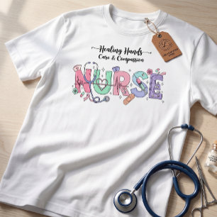Krankenschwester-Typografie mit Stethoskop Medizin T-Shirt