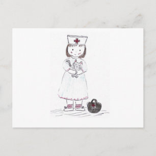 Krankenschwester und Kitten Postkarte