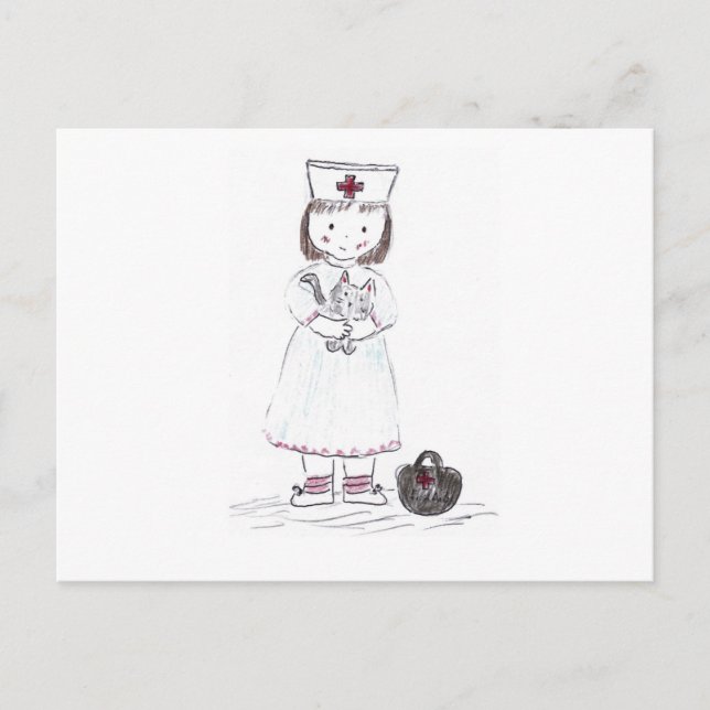 Krankenschwester und Kitten Postkarte (Vorderseite)