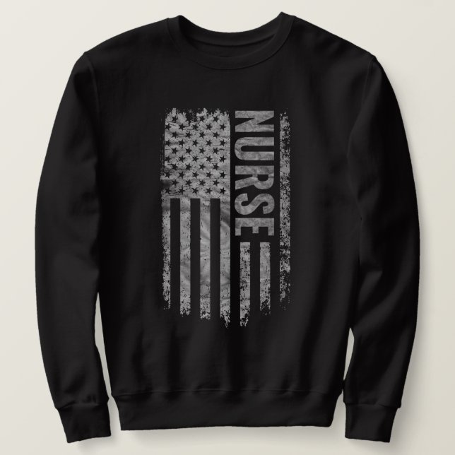 Krankenschwester USA-Flagge Distressed-Design Sweatshirt (Design vorne)