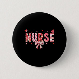 Krankenschwester Valentine Kokette Schleife Frohe  Button