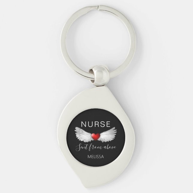 Krankenschwester von oben Angel Wings Personalisie Schlüsselanhänger (Vorderseite)
