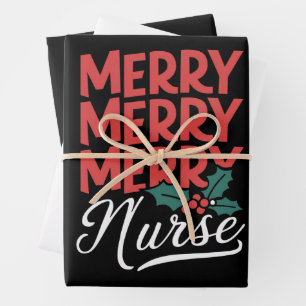 Krankenschwester Weihnachten Fröhliche Krankenschw Geschenkpapier Set