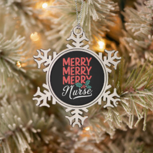 Krankenschwester Weihnachten Fröhliche Krankenschw Schneeflocken Zinn-Ornament