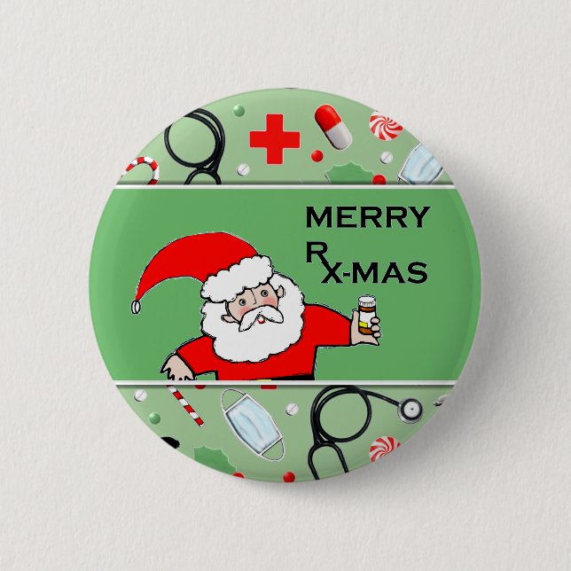 Krankenschwester Weihnachts-Flair Button (Vorderseite)