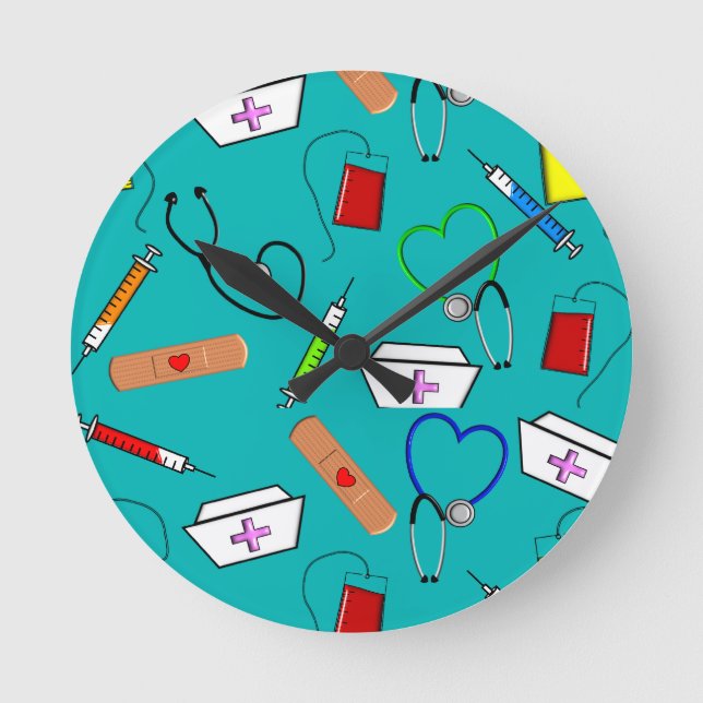Krankenschwester-Werkzeuge Runde Wanduhr (Vorderseite)