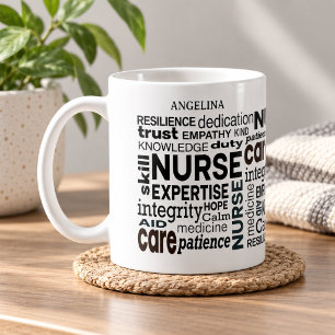 Krankenschwester Werte Wrap-around Schwarzer Text Kaffeetasse