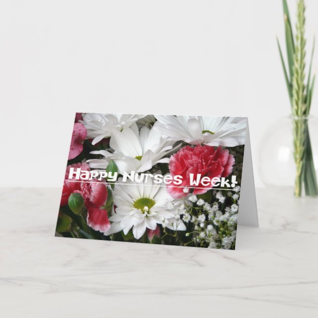 Krankenschwester-Woche! - Schöne Blumen im Rosa Dankeskarte (Vorderseite)