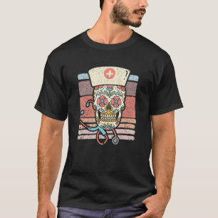 Krankenschwester Zucker Schädel Stethoskop RN Medi T-Shirt