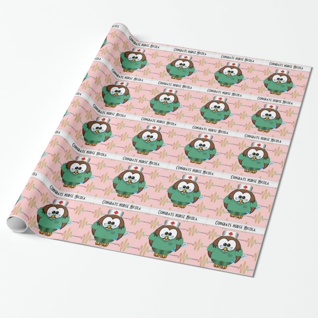 Krankenschwestereule Geschenkpapier (Ungerollt)