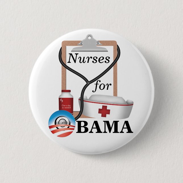 Krankenschwestern für Obama! Button (Vorderseite)