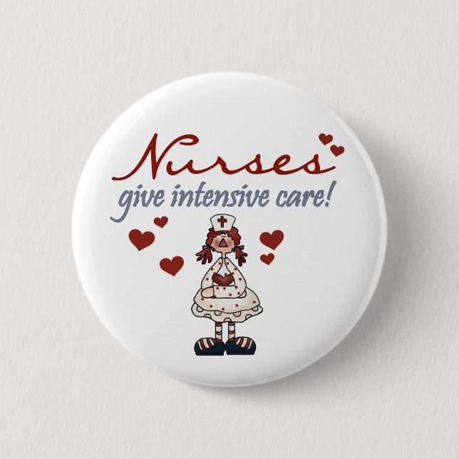 Krankenschwestern geben intensive Pflege T - Shirt Button (Vorderseite)