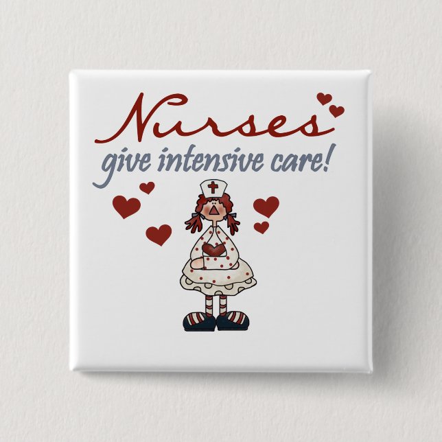 Krankenschwestern geben intensive Pflege T - Shirt Button (Vorderseite)