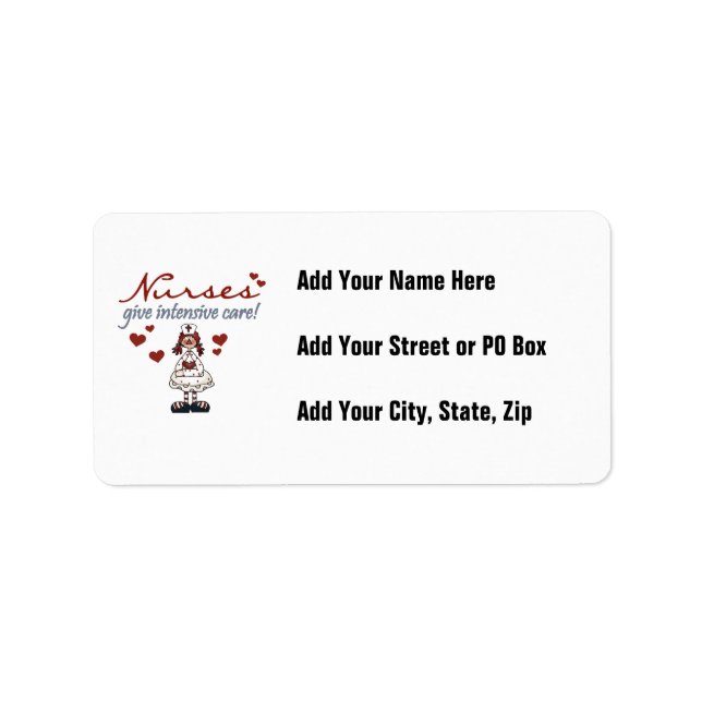Krankenschwestern geben intensive Sorgfalt-T - Adressaufkleber (Vorne)