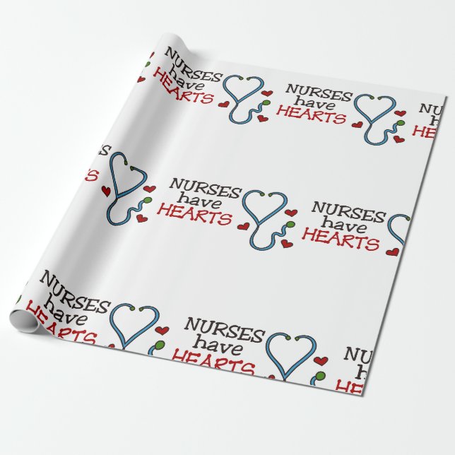 Krankenschwestern haben Herz Geschenkpapier (Ungerollt)