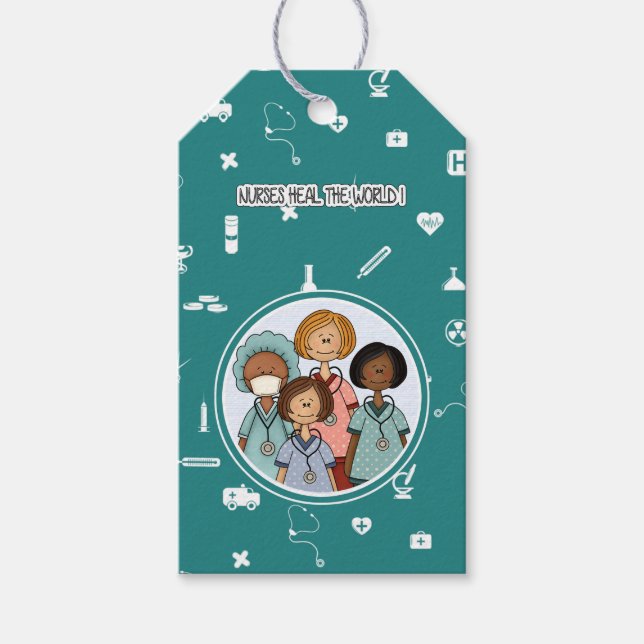 Krankenschwestern heilen die Welt. Custom Geschenkanhänger (Vorderseite)