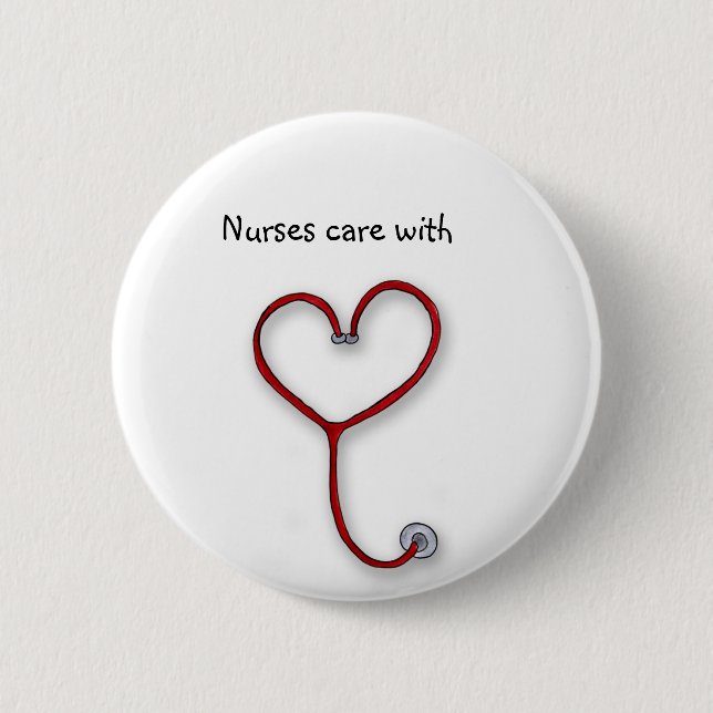 Krankenschwestern interessieren sich mit Herzen - Button (Vorderseite)