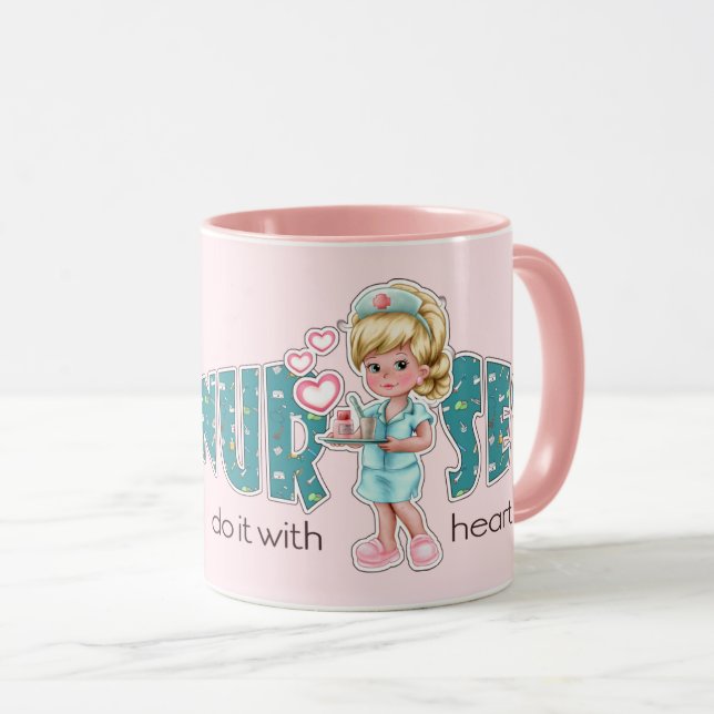 Krankenschwestern machen das mit Herz. Geschenk fü Tasse (VorderseiteRechts)