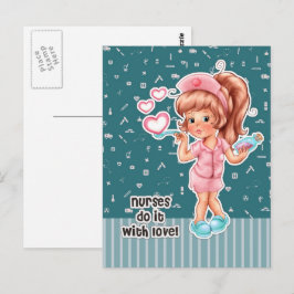 Krankenschwestern machen das mit Liebe. Niedliche Postkarte