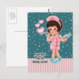 Krankenschwestern machen das mit Liebe. Niedliche Postkarte