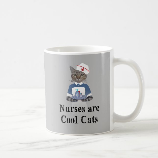 Krankenschwestern sind Coole Katzen Grau Funny Cat Kaffeetasse (Rechts)